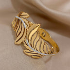 Bracelet Large Feuille de Palmier or