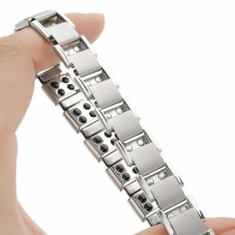 Bracelet Magnétique Homme Anti-Stress argent