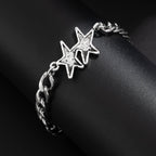 Cubaanse schakelarmband met dubbele ster zilver