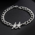 Cubaanse schakelarmband met dubbele ster zilver