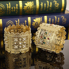 Brede armband met Arabische moslim strass voor huwelijk in wit