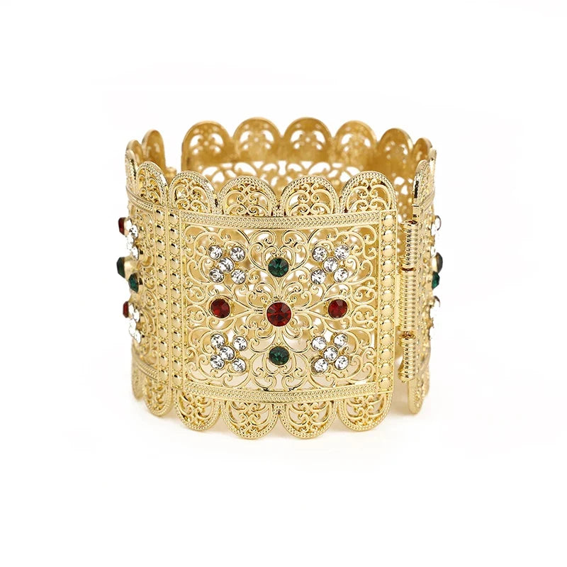 Brede armband met Arabische moslim strass voor huwelijk in rood