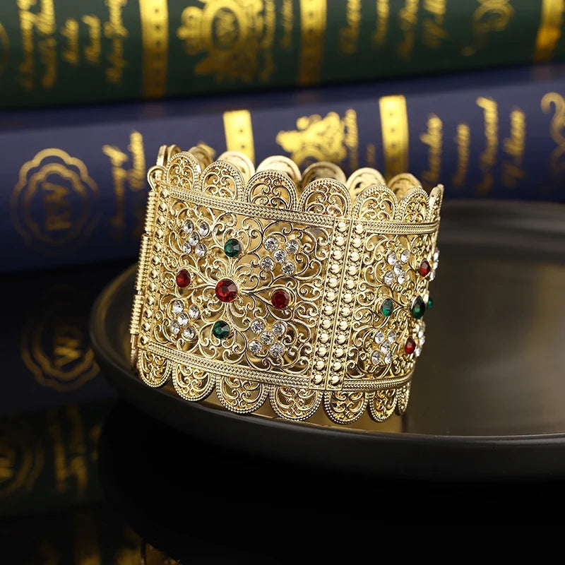 Brede armband met Arabische moslim strass voor huwelijk in rood