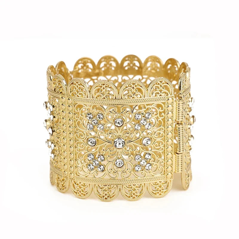 Brede armband met Arabische moslim strass voor huwelijk in wit