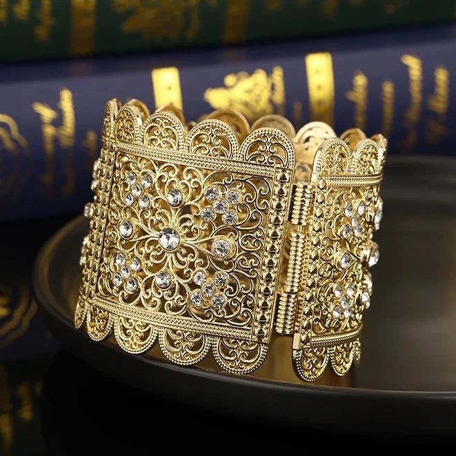 Brede armband met Arabische moslim strass voor huwelijk in wit