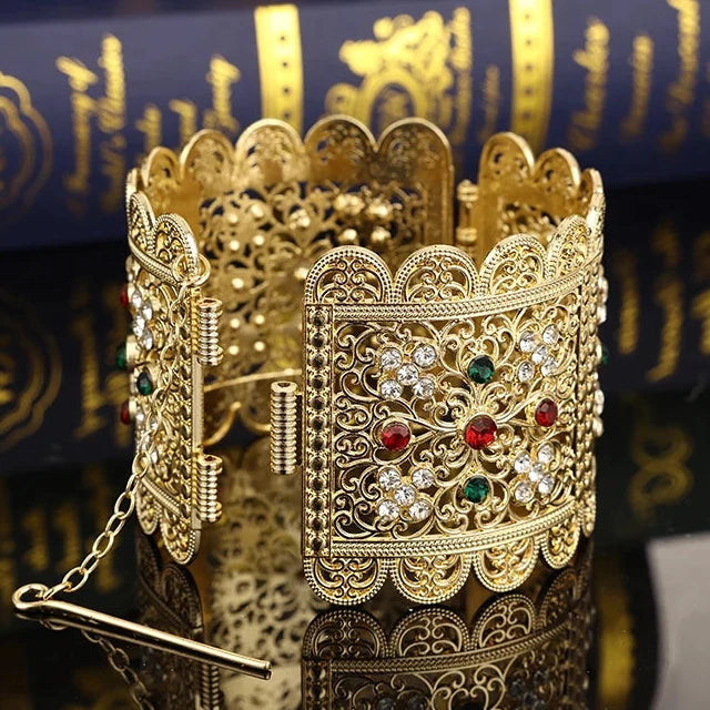 Brede armband met Arabische moslim strass voor huwelijk in rood