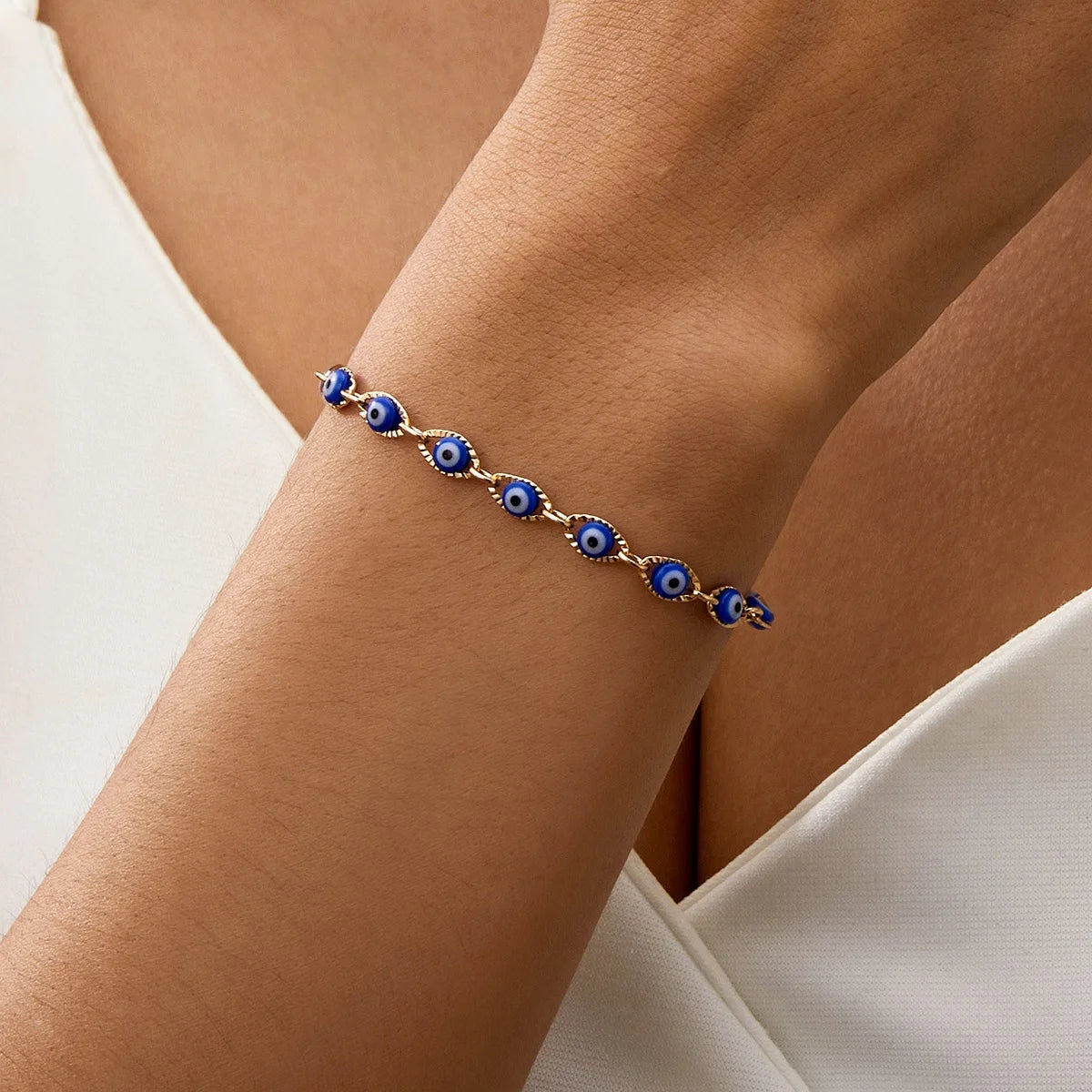 Blauwe boze oog armband Boheemse stijl 