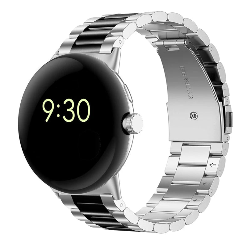 Horlogeband van gehard staal Smartwatch Google Pixel Watch 1 & 2 zilver zwart