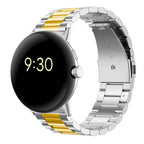 Horlogeband van gehard staal Smartwatch Google Pixel Watch 1 & 2 zilver goud