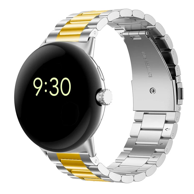 Horlogeband van gehard staal Smartwatch Google Pixel Watch 1 & 2 zilver goud