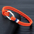 Nautische armband van gevlochten touw met knoop voor man of vrouw oranje
