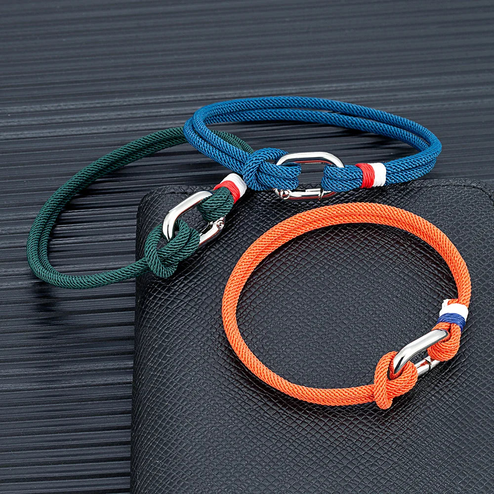 Nautische armband van gevlochten touw met knoop voor man of vrouw oranje