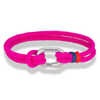 Nautische armband van gevlochten touw met knoop voor man of vrouw donkerroze