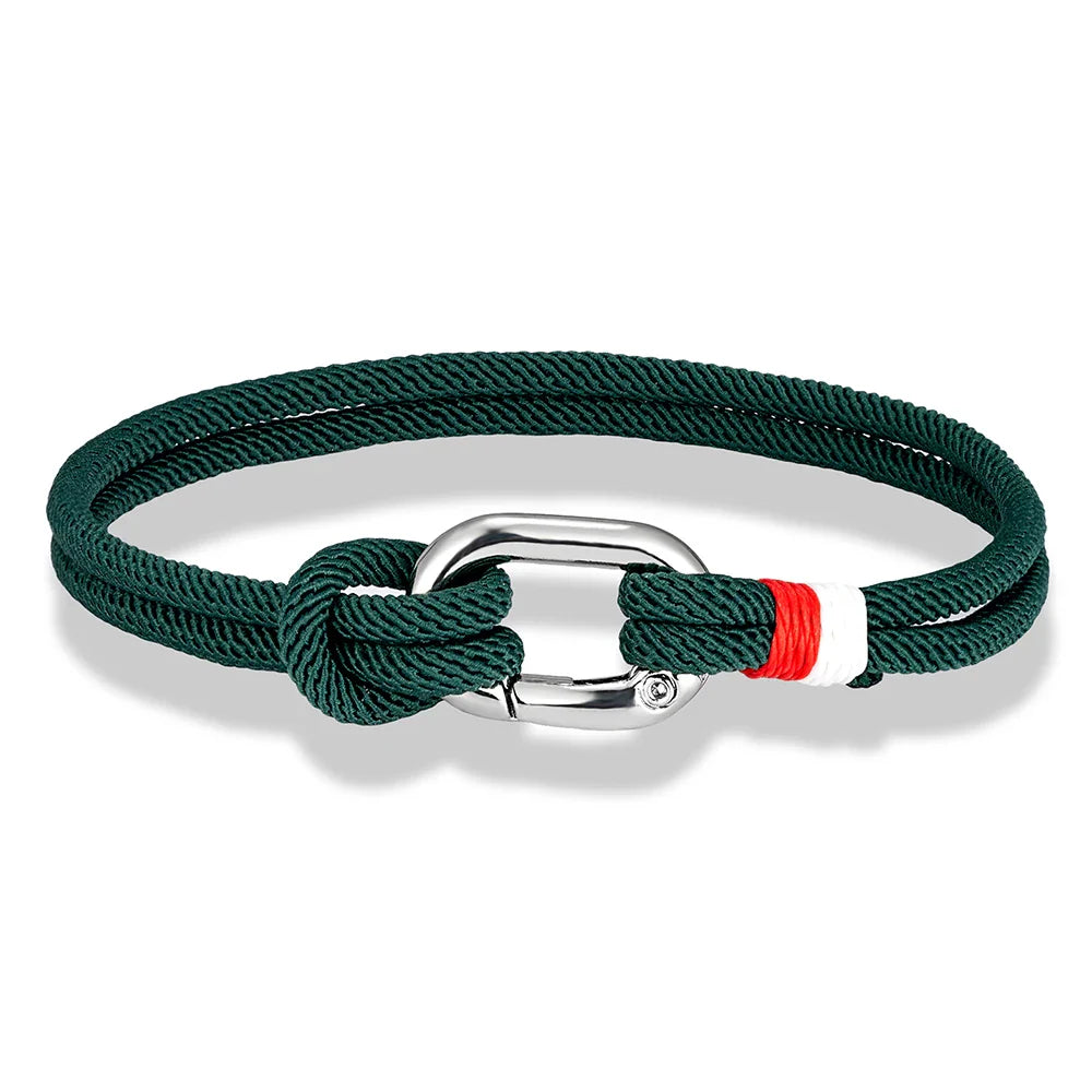 Nautische armband van gevlochten touw met knoop voor man of vrouw groen