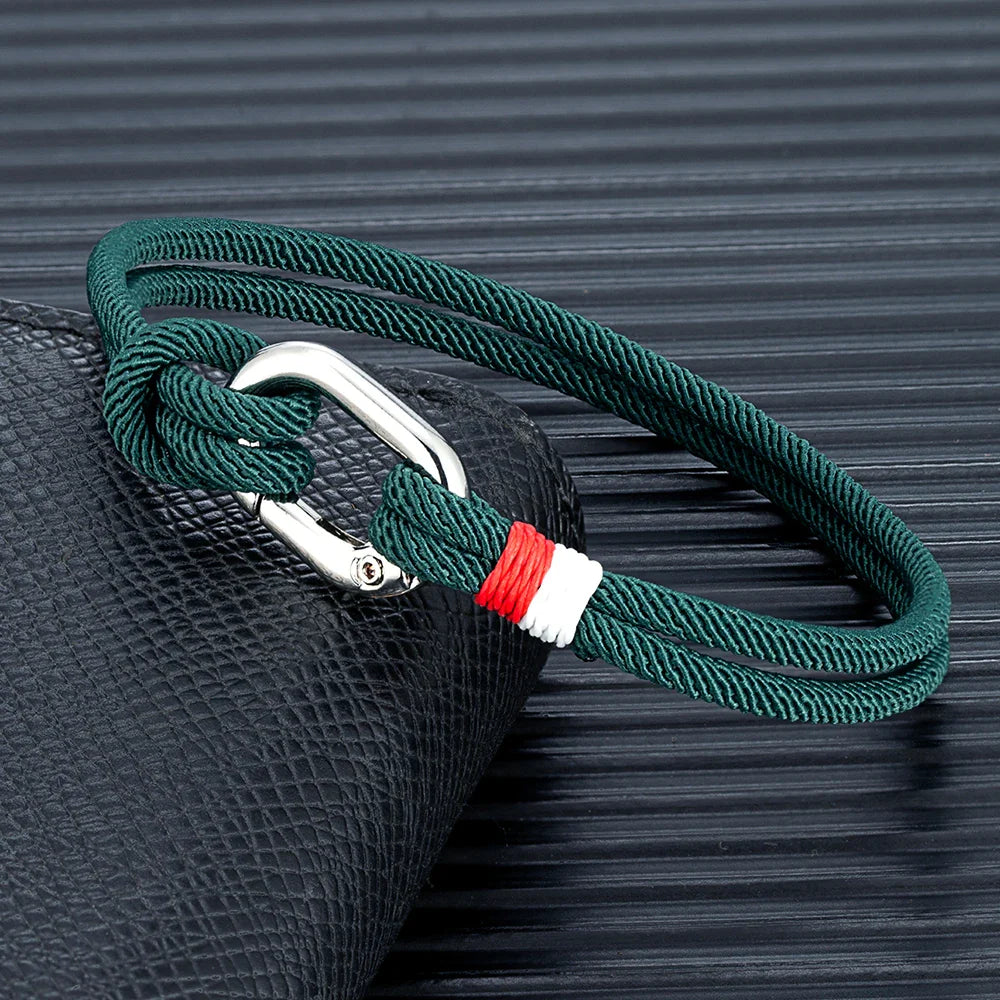 Nautische armband van gevlochten touw met knoop voor man of vrouw groen