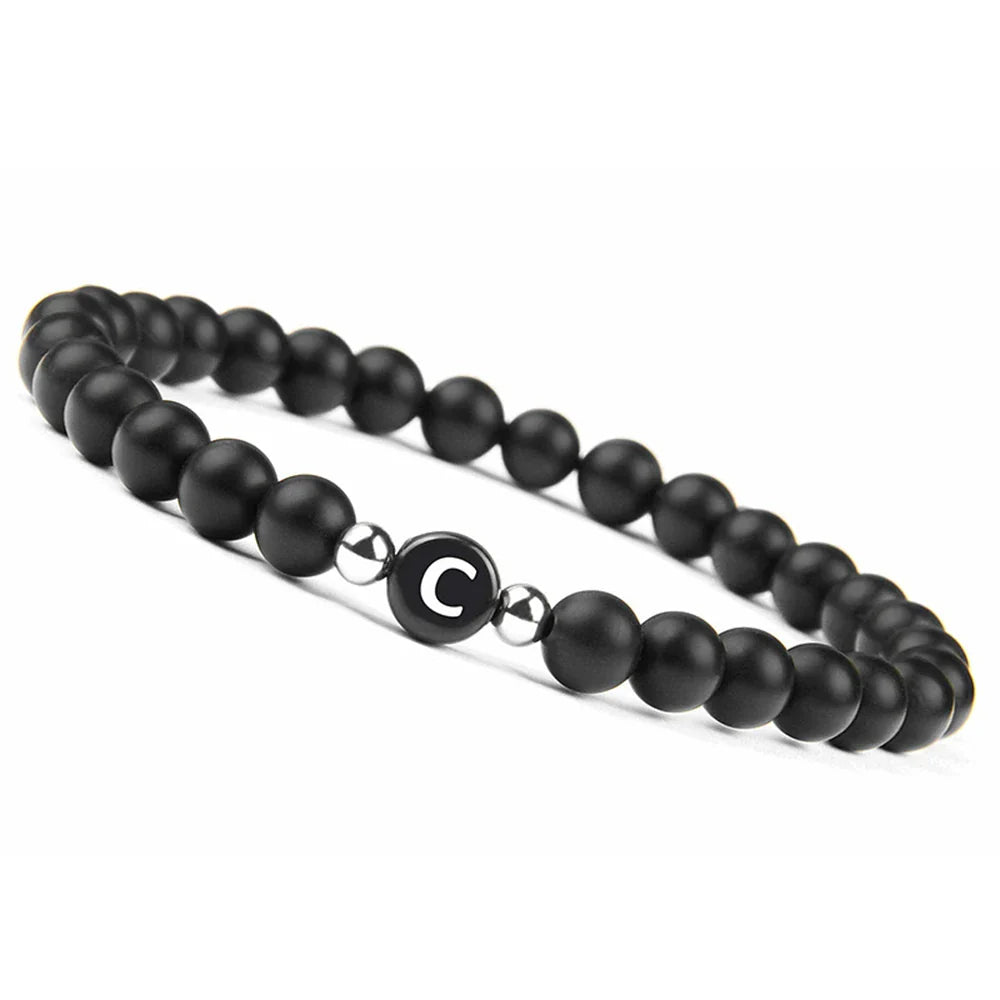 Zwart initialenarmband c