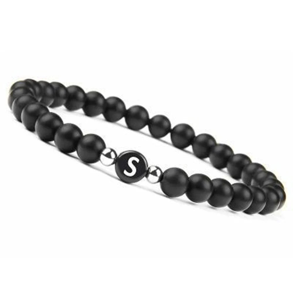 Zwart initialenarmband s
