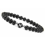 Zwart initialenarmband h