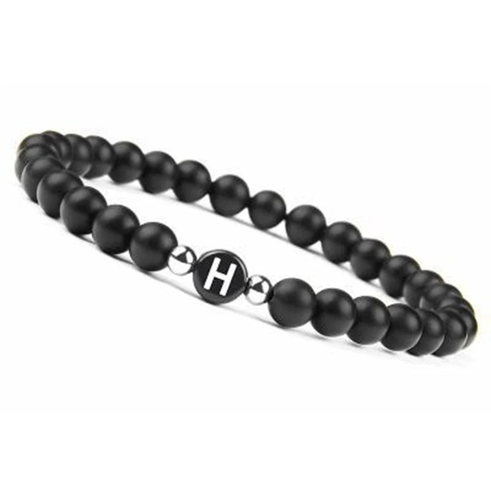 Zwart initialenarmband h