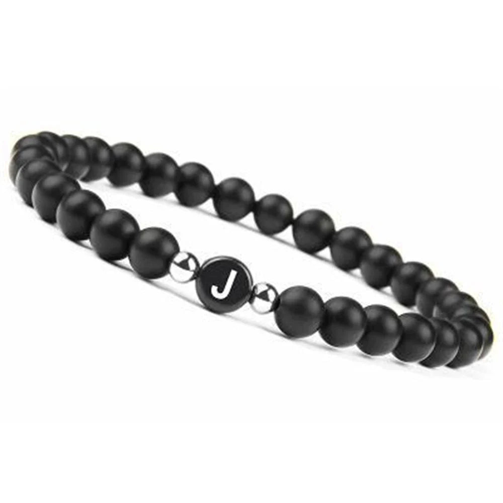 Zwart initialenarmband j