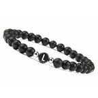 Zwart initialenarmband l