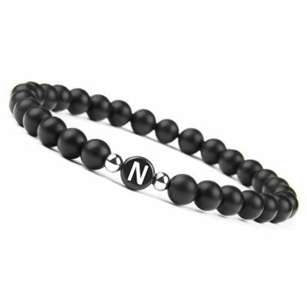 Zwart initialenarmband n