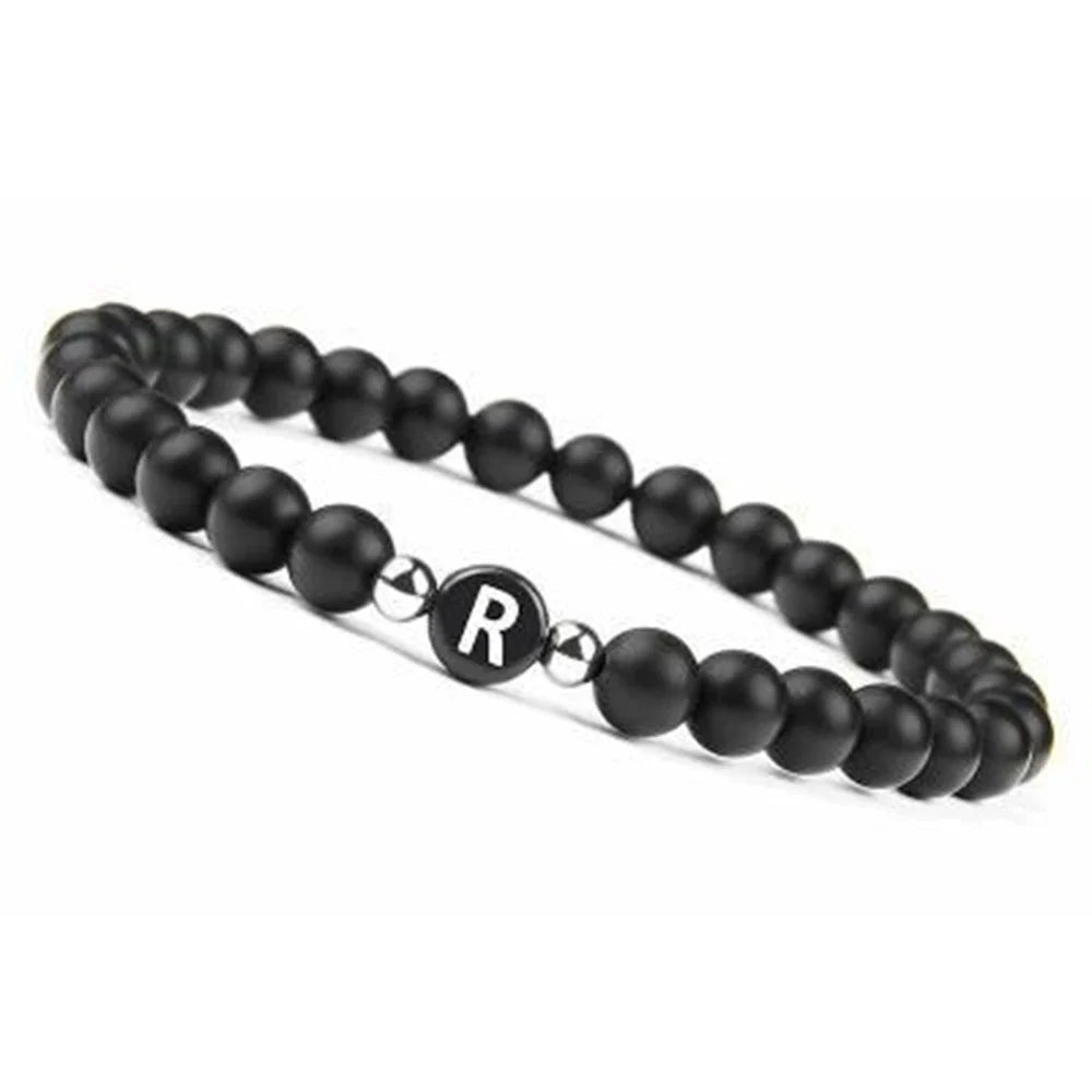 Zwart initialenarmband r