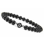 Zwart initialenarmband u