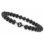 Zwart initialenarmband v