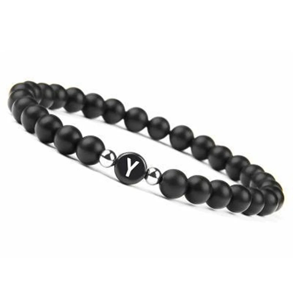 Zwart initialenarmband y