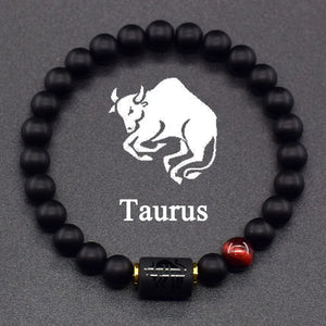 Bracelet Noir Signe du Zodiaque Astro Noir 12 Constellations taureau