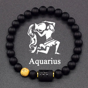 Bracelet Noir Signe du Zodiaque Astro Noir 12 Constellations verseau