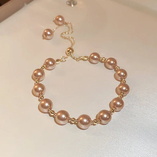 Armband met parel in eigentijdse stijl beige