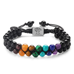 Bracelet Pierre 7 Chakras Arbre de Vie Noir