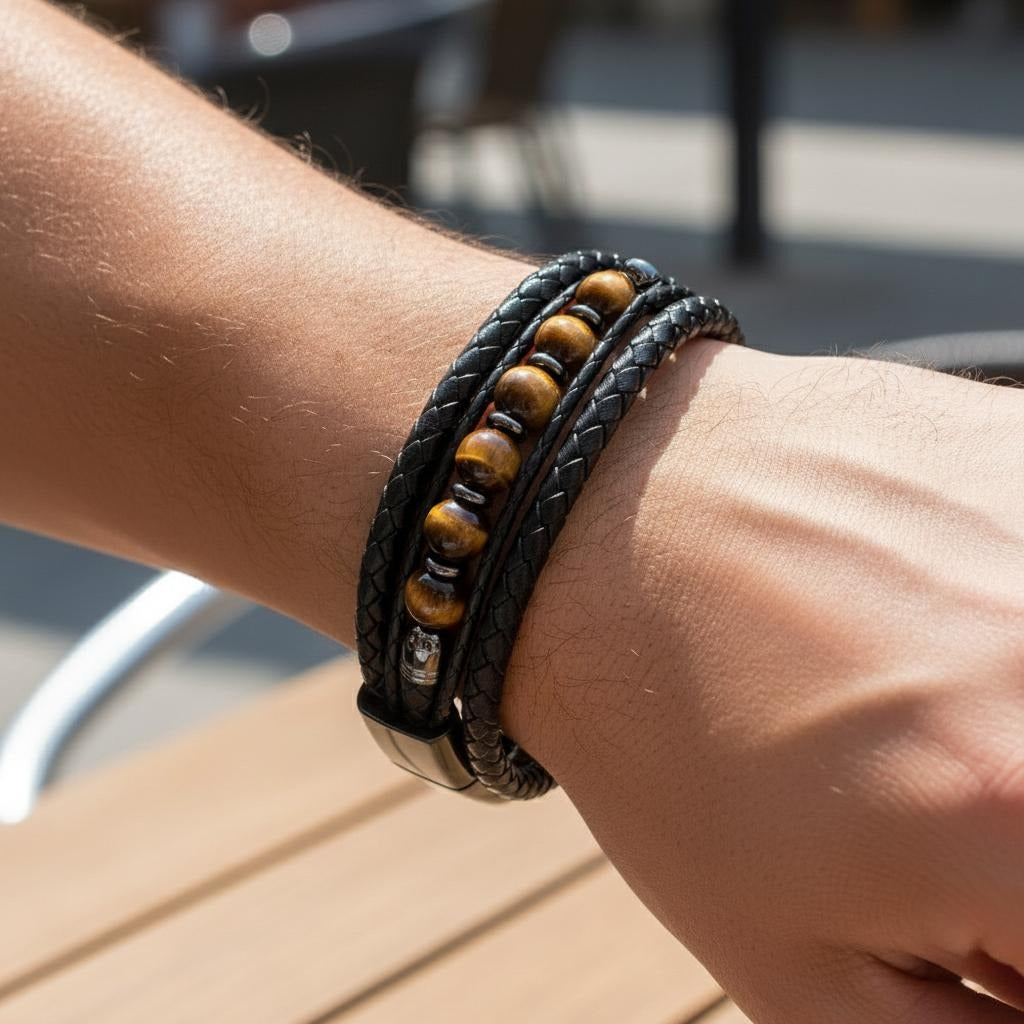 Tijgeroog Leren Armband