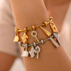 Damesarmband met sleutels en sloten, zilver