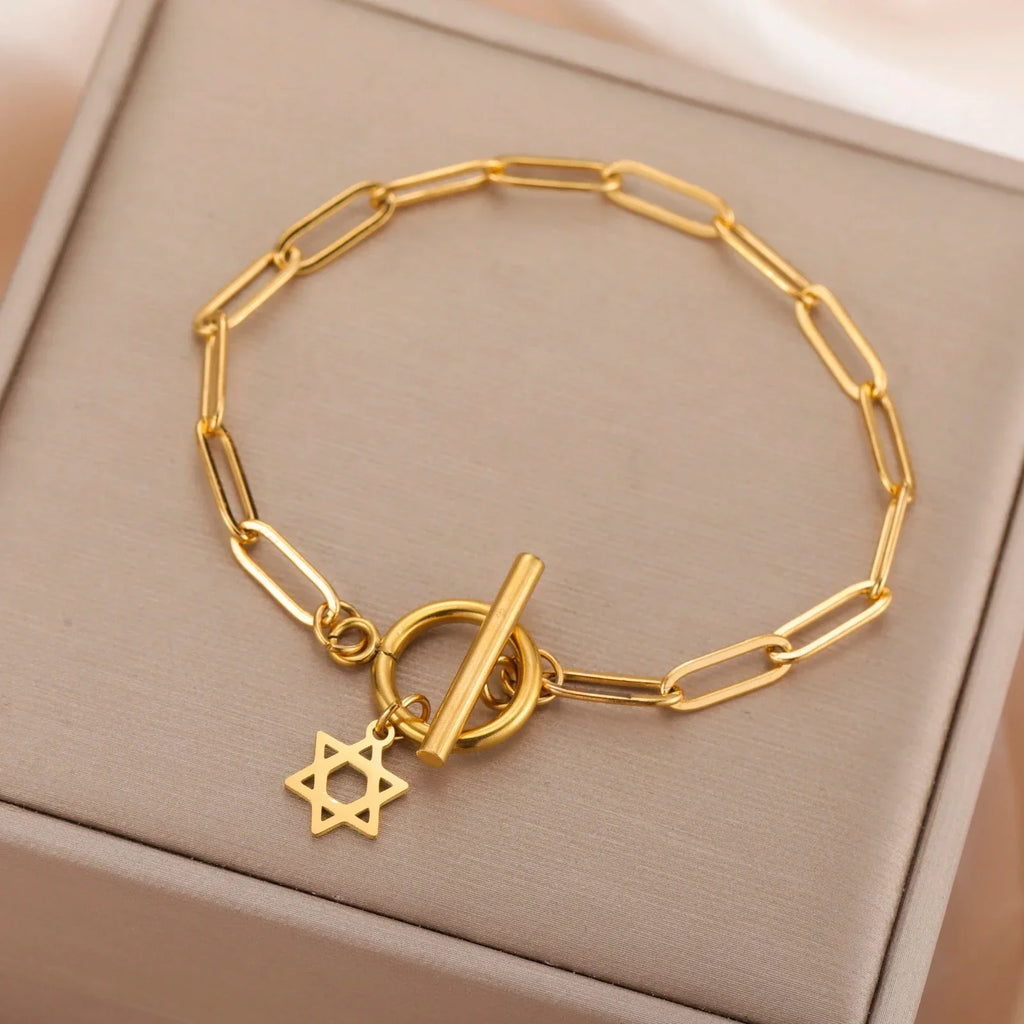 Armband voor dames met hanger van de <span data-glossary-id="star-of-david">Davidster</span>, Joods symbool in goud