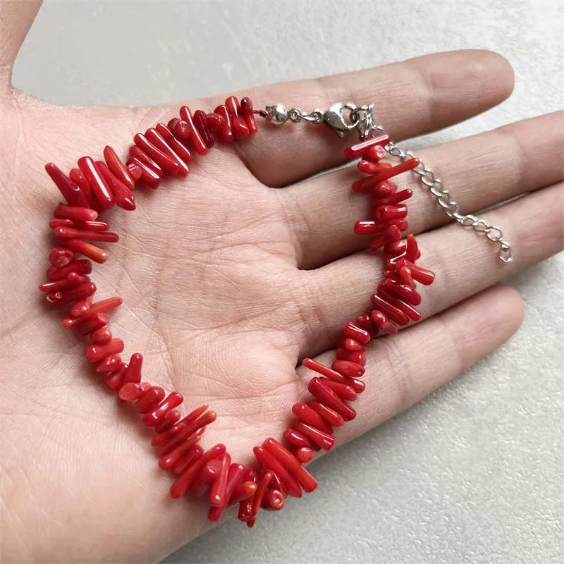 Verstelbare armband van rood koraal