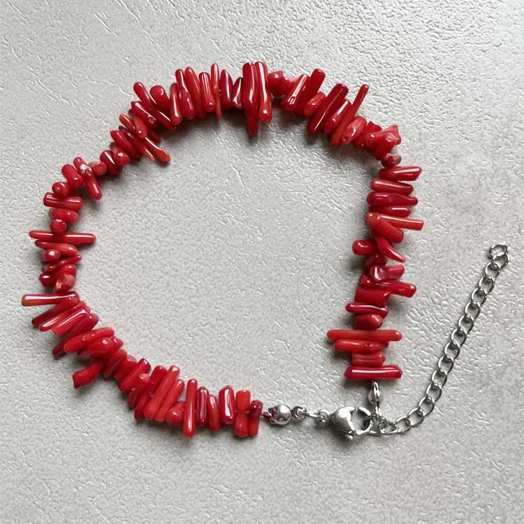 Verstelbare armband van rood koraal