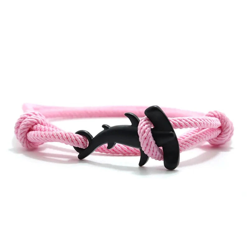 Bracelet Requin Marteau noir et rose