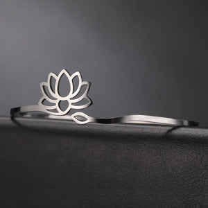 Bracelet Rigide Fleur de Lotus Femme argent