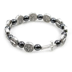 Armband met medailles van Sint-Benedictus en zilveren kruis grote medaille