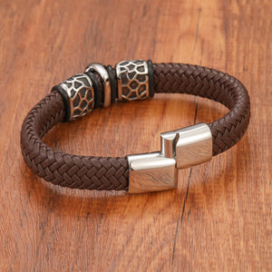 Bracelet Tête de Mort en Cuir marron