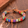 Tibetaanse 7 Chakra Armband met Vierkante Stenen