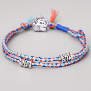 Bracelet Tibétain Tressé Porte Bonheur bleu