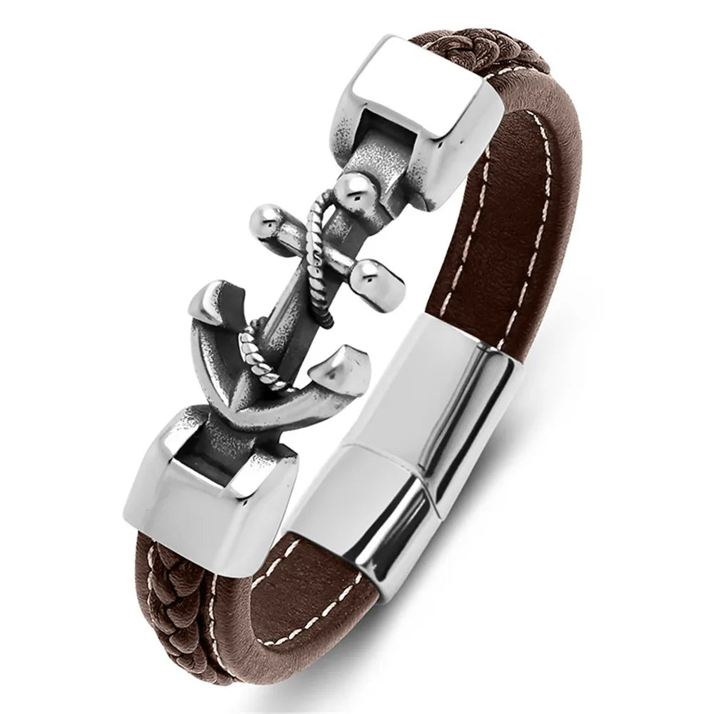Gedraaid ankerarmband bruin