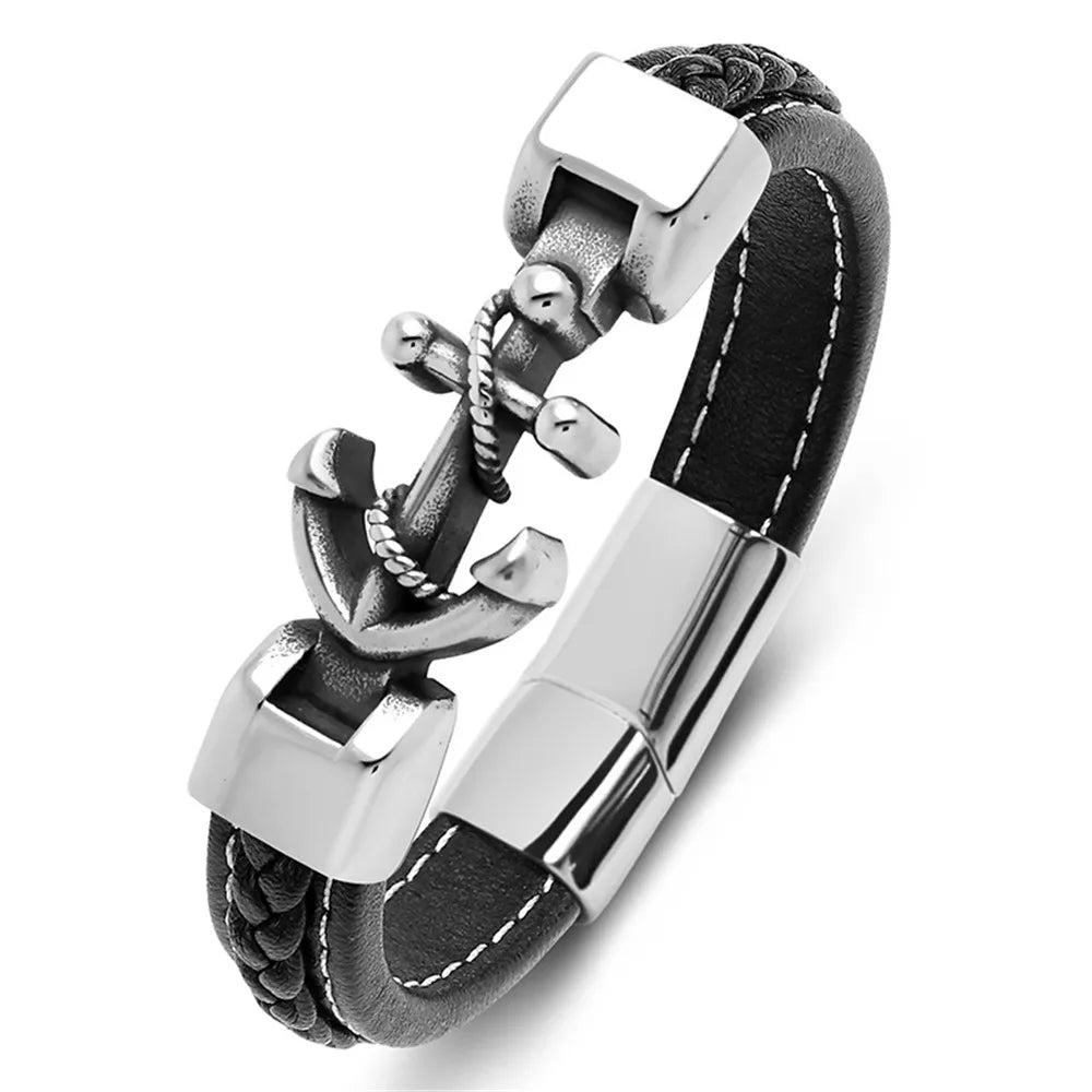 Gedraaid ankerarmband zwart