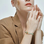 Bracelet Tressé en Cuir avec Trèfle à 4 Feuilles vert