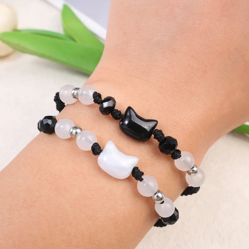 Bracelet Tressé Chat Pierre de Lune 1