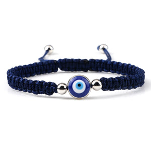 Bracelet Tresse Contre Mauvais Oeil Bleu bleu et argent